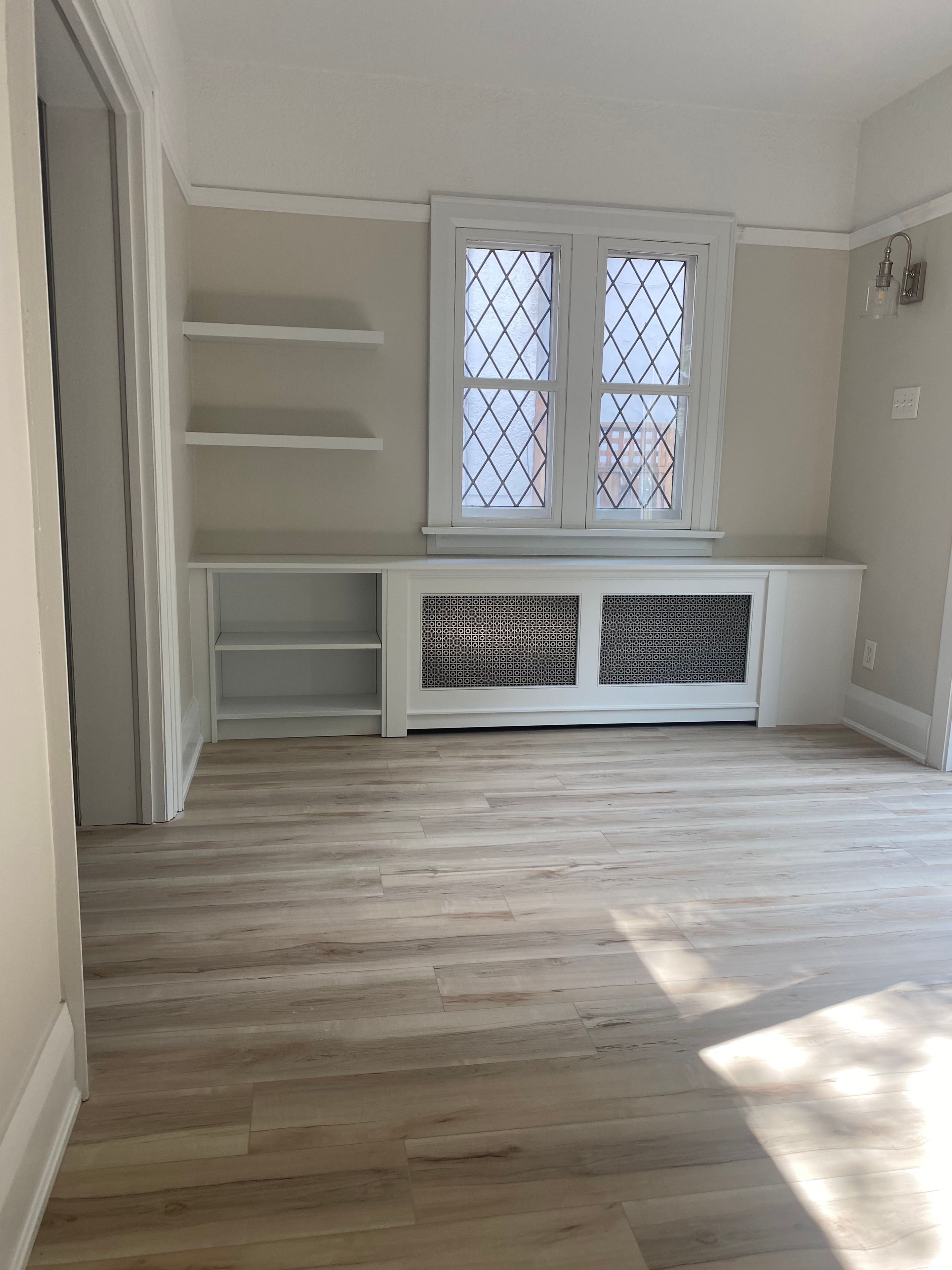 Custom built-in shelving in modern room