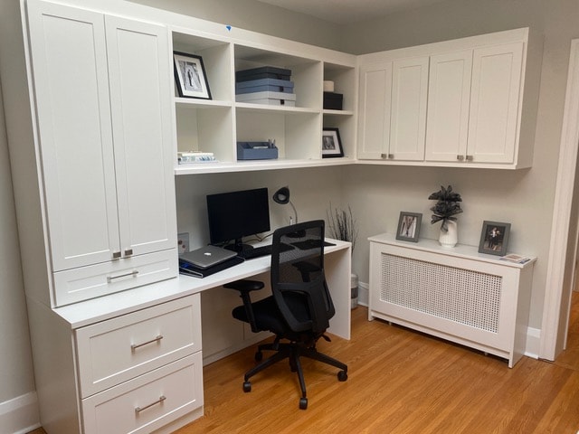 Custom radiator cover in home office